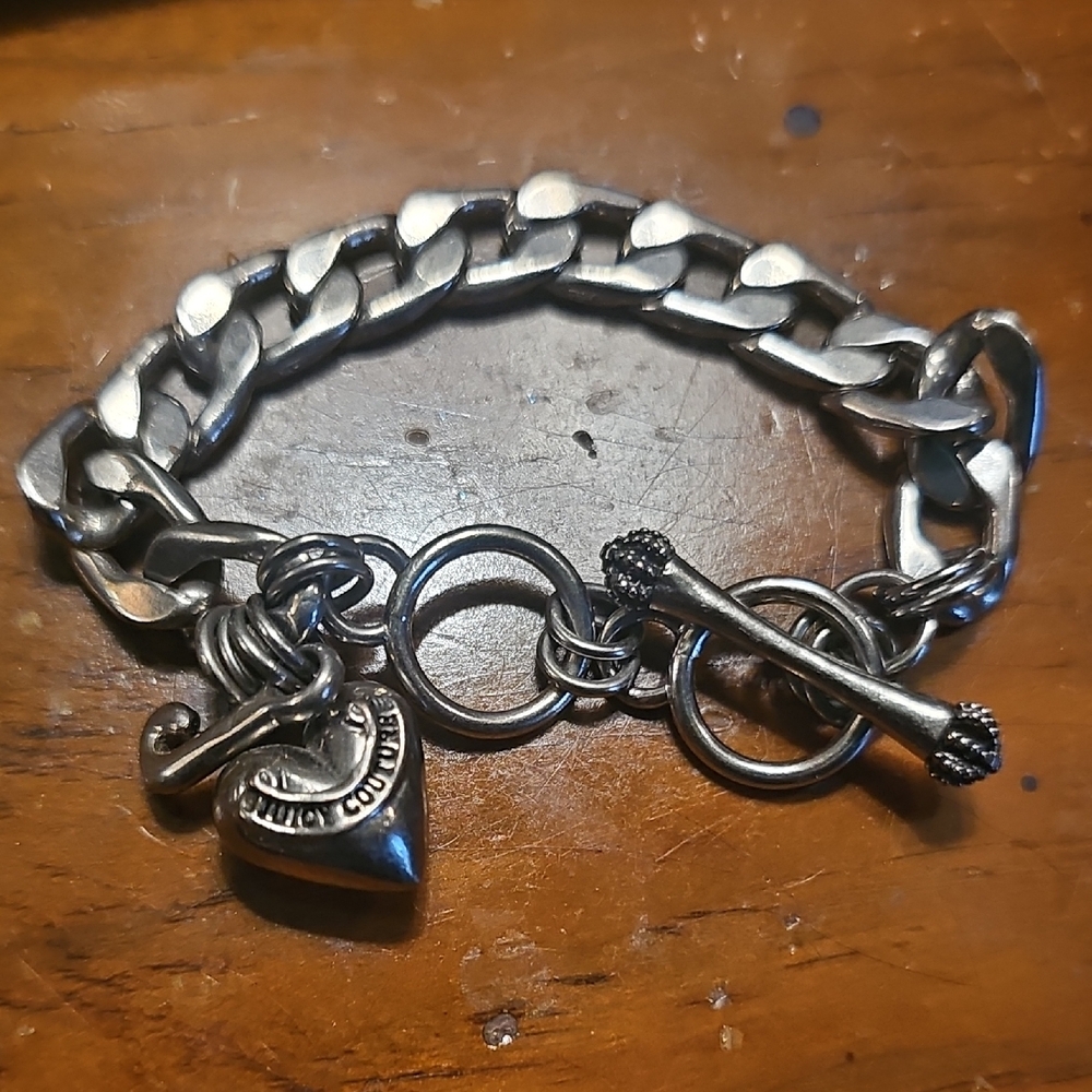 Juicy Couture Silver Heart Charm Bracelet